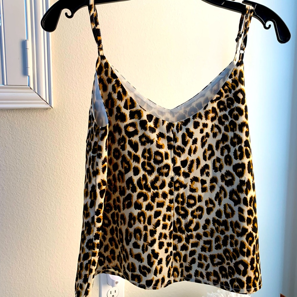 Leopard Print Crop Tank Top with Adjustable Straps